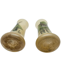 Load image into Gallery viewer, JEM (école Legras), paire de vases Art nouveau en verre émaillée Canards en vol, 1920-1940