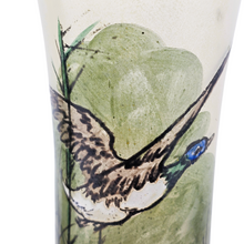 Load image into Gallery viewer, JEM (école Legras), paire de vases Art nouveau en verre émaillée Canards en vol, 1920-1940