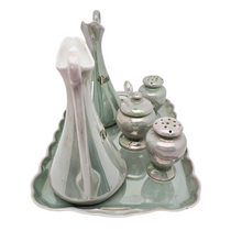 Charger l'image dans la galerie, Ménagère à condiments vintage en porcelaine tchèque Victoria China, entre 1918-1939