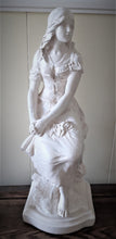 Charger l'image dans la galerie, Auguste Moreau (d'après). Jeune fille assise en plâtre Le charme des violettes - Brocante en ligne