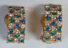 Afbeelding in Gallery-weergave laden, Boucles d'oreilles clips vintage multistrass Le charme des violettes - Brocante en ligne