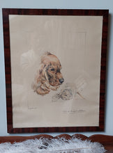 Charger l'image dans la galerie, Marie-Antoinette de Borchgrave d'Altena. Dessin original : le cocker et le lièvre. Le charme des violettes - Brocante en ligne