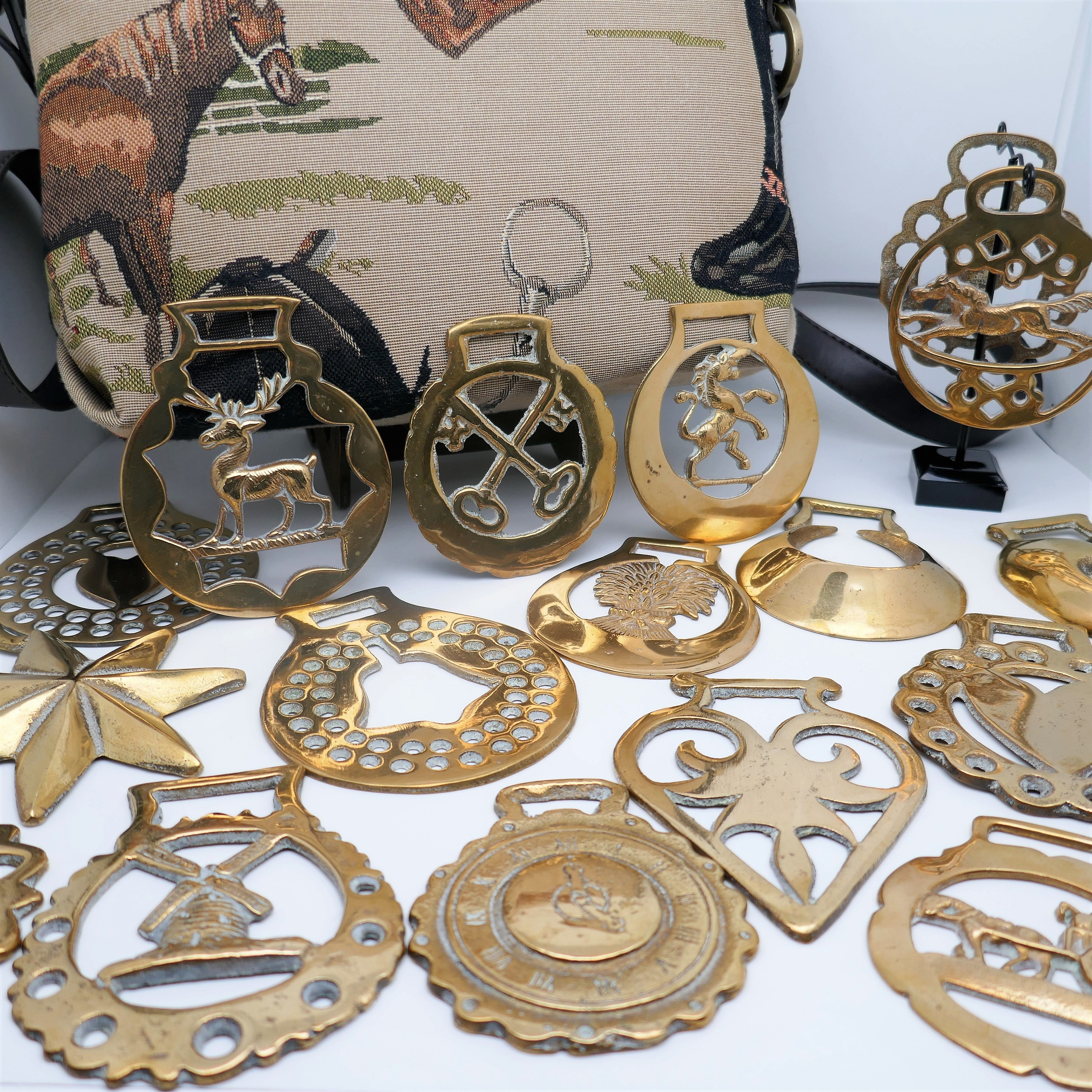 Collection of 18 Horse Fathoms medallions in vintage golden brass – Le  Charme des Violettes - Brocante en ligne