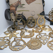 Charger l'image dans la galerie, Collection de 17 médaillons "Horse Brasses" en laiton doré vintage