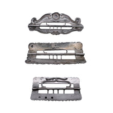 Load image into Gallery viewer, Set of 3 silver metal belt buckles, late 19th century, early 20th century