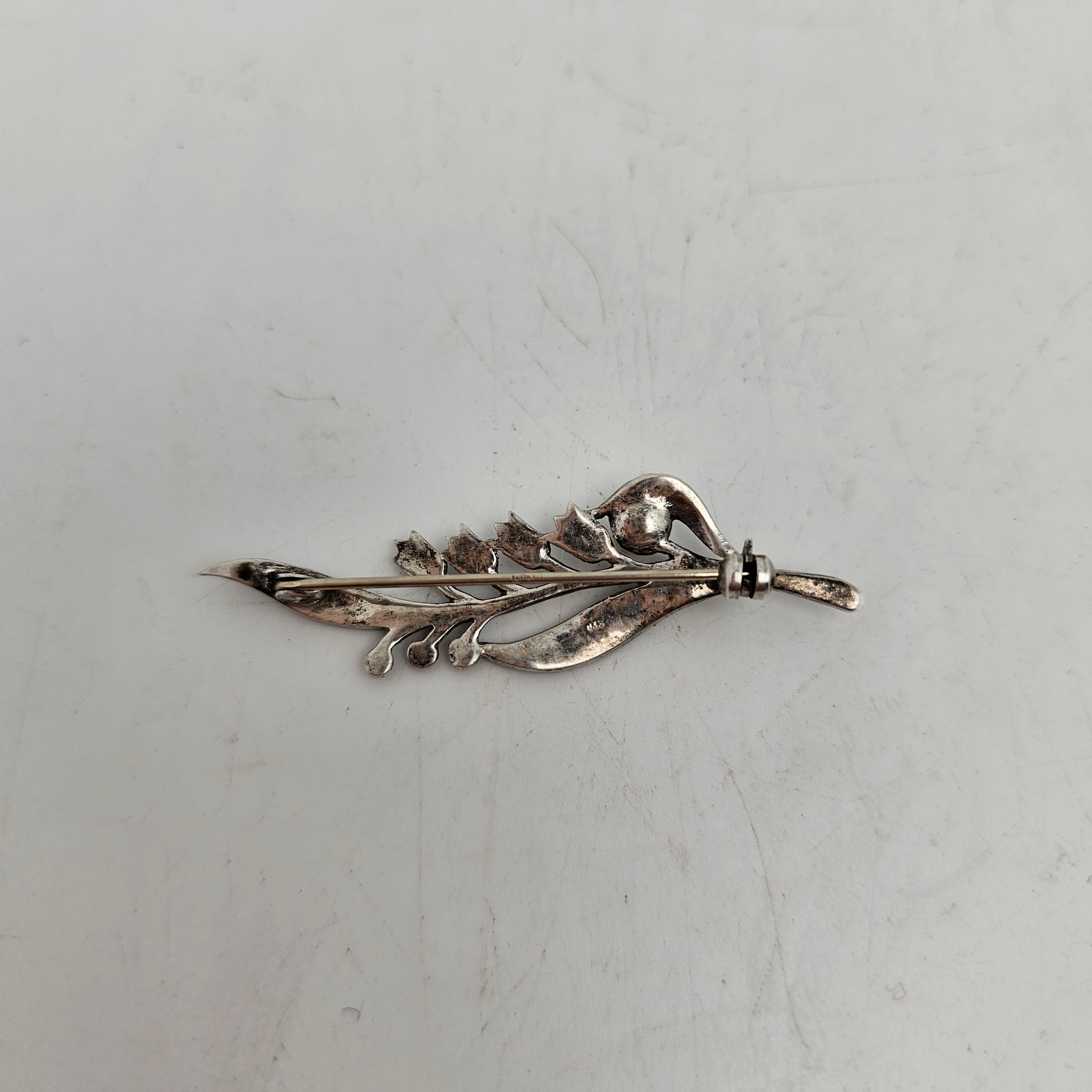 Broche Art Nouveau Branche De Muguet En Métal - Bijou Vintage, Origine France