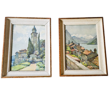 Load image into Gallery viewer, Markovitch Nicolas (Marc), duo de lithographies d&#39;aquarelles de Morcote et Gandria au Lac de Lugano, éditées par Stehli Frères Zurich, années 1930-1940
