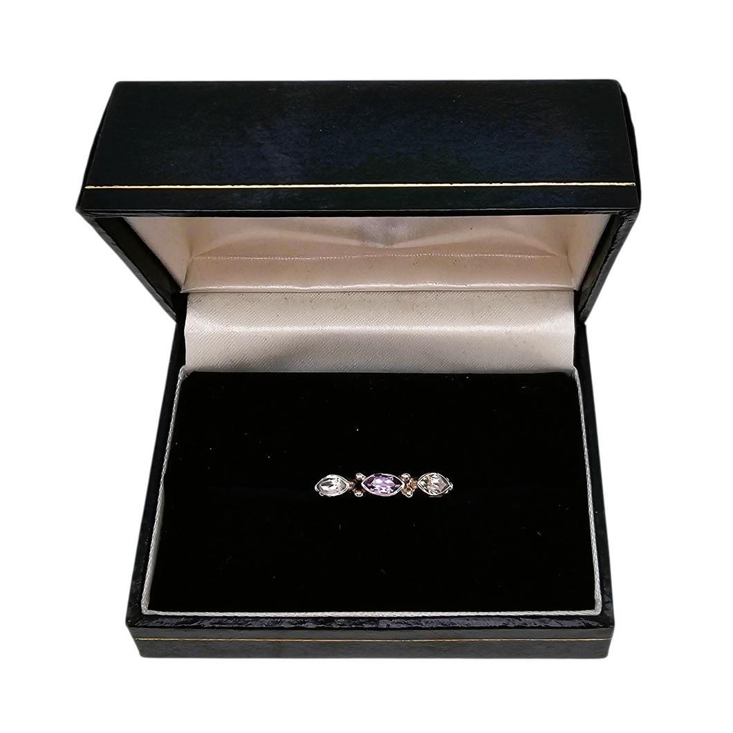 Bague artisanale indienne vintage en argent sertie de pierres taillées, années 1980-2000 Le Charme des Violettes - Brocante en ligne