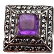 Load image into Gallery viewer, Old Art Deco ring in 835 silver set with an amethyst and 48 marcasites
