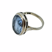 Load image into Gallery viewer, Old Art Deco ring in 835 silver set with an oval-cut light blue spinel
