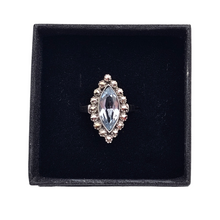 Load image into Gallery viewer, Old Art Deco ring in 835 silver set with a light blue marquise-cut spinel surrounded by 16 marcasites
