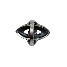 Load image into Gallery viewer, Art deco ring, shuttle shape, in chiseled 925 silver, set with a faceted garnet, 1920s-1930s
