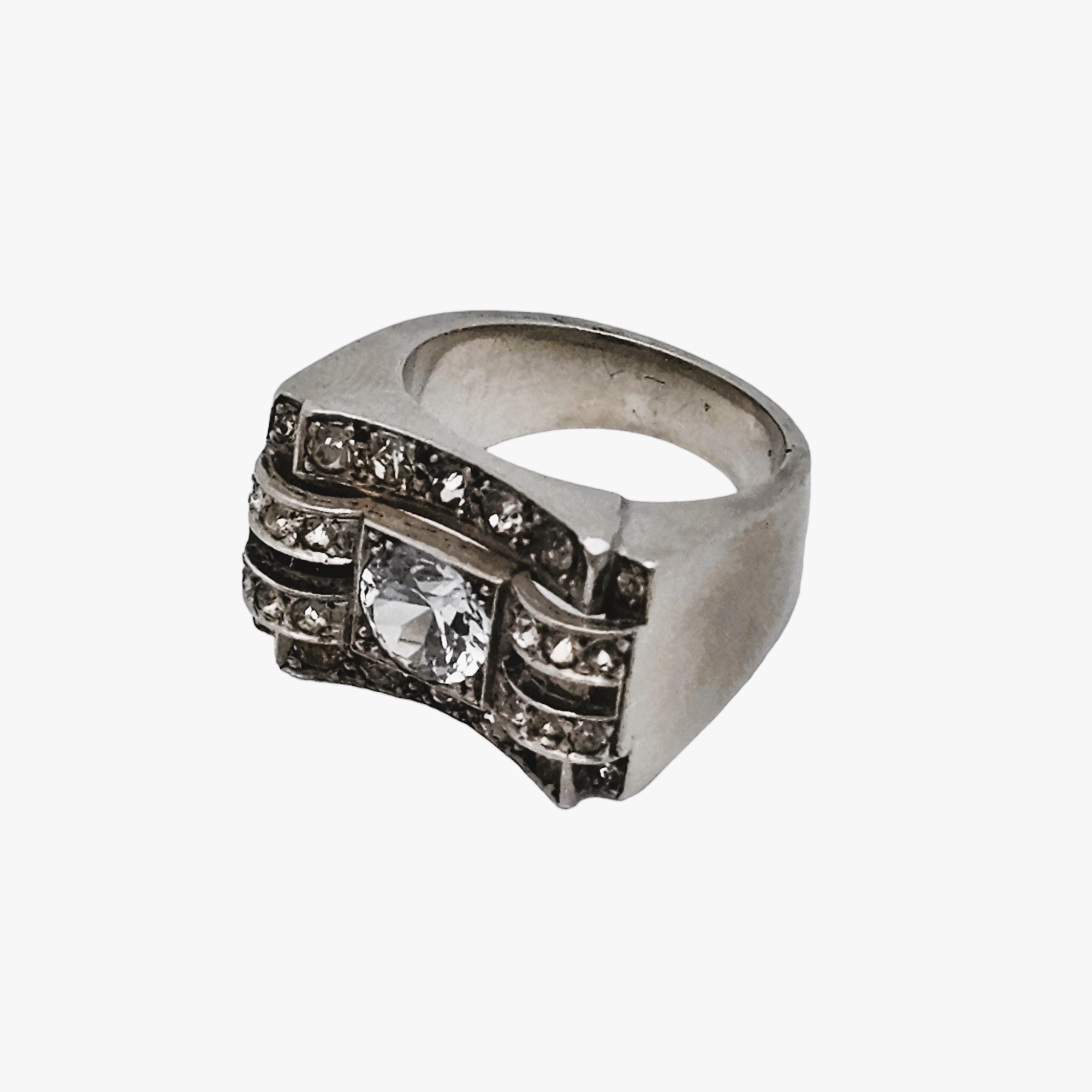 Bague Art Deco , époque 1930-1940 , Argent Massif , Chevali