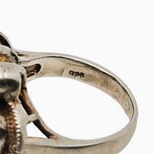 Afbeelding in Gallery-weergave laden, Vintage ring van 925 zilver bezet met granaten en marcasieten, Pools keurmerk
