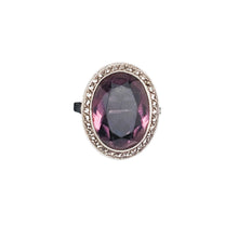 Charger l'image dans la galerie, Bague Art déco en argent, marcassites et cristal violet facetté – France, vers 1930-1950 Le Charme des Violettes - Brocante en ligne
