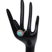 Load image into Gallery viewer, Old Art Deco silver ring set with a turquoise
