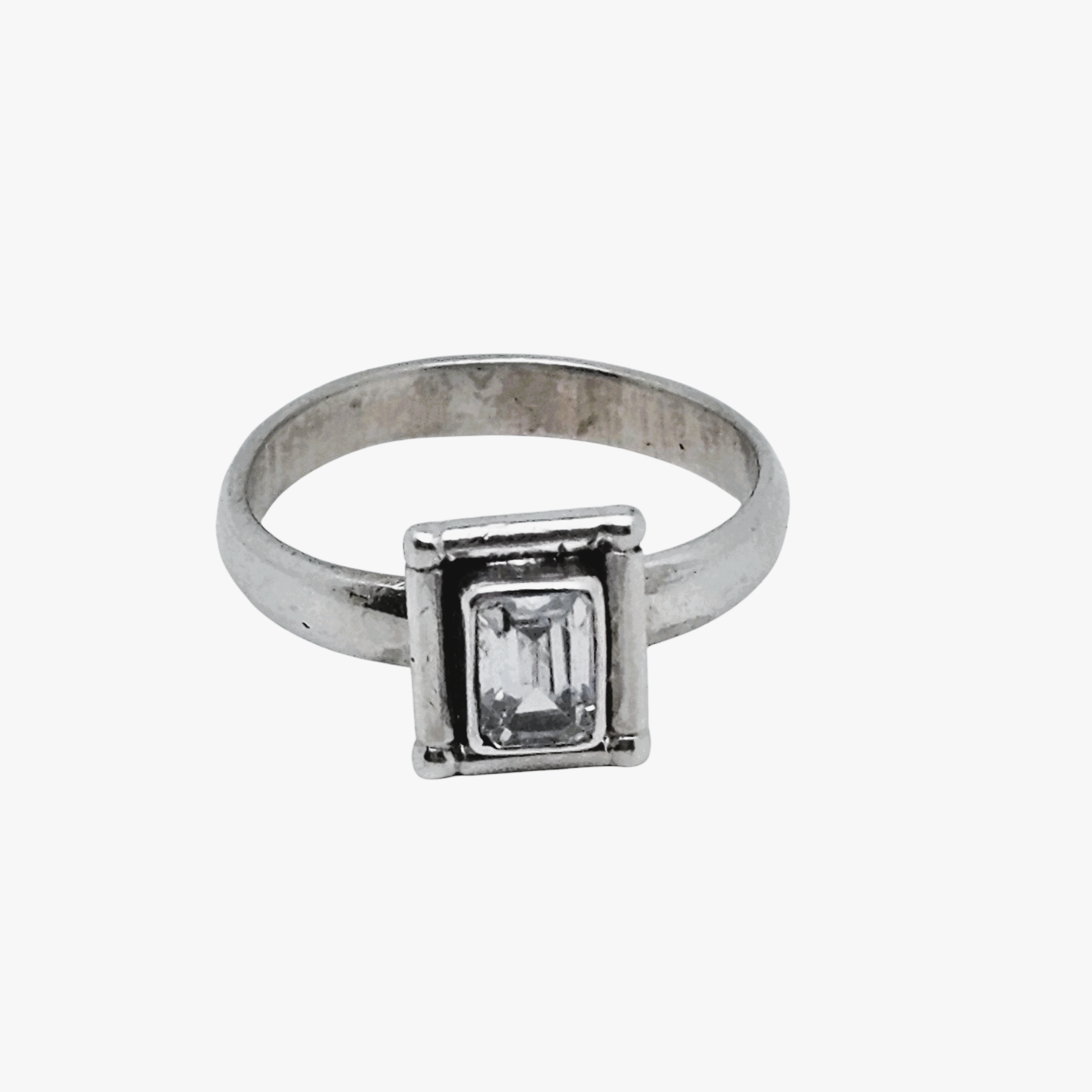 Bague Vintage Argent Sterling 925 Années 80 – Zircon Et émeraudes – Taille 7 – Fait Main – Royaume-Uni