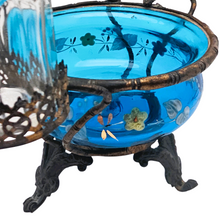 Charger l'image dans la galerie, Baguier Napoléon III revisité – miroir biseauté, verre turquoise émaillé, flacon en cristal, vers 1880-1900 Le Charme des Violettes - Brocante en ligne
