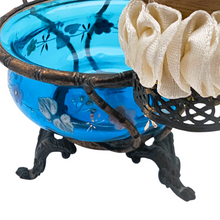 Charger l'image dans la galerie, Baguier Napoléon III revisité – miroir biseauté, verre turquoise émaillé, flacon en cristal, vers 1880-1900 Le Charme des Violettes - Brocante en ligne
