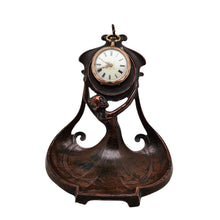 Charger l'image dans la galerie, Baguier porte-montre Art nouveau en bronze – Jeune femme, vers 1900 Le Charme des Violettes - Brocante en ligne
