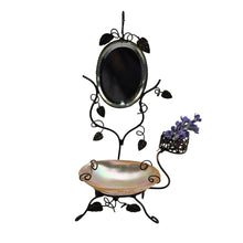 Load image into Gallery viewer, Baguier porte-montre Napoléon III en laiton doré, miroir biseauté et nacre, XIXe siècle Le Charme des Violettes - Brocante en ligne
