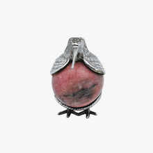 Load image into Gallery viewer, Bécasse-oeuf en rhodonite et métal argenté, XXe
