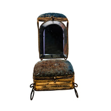 Load image into Gallery viewer, Boîte à bijoux porte-montre en forme de chaise – miroir biseauté et velours bleu, fin XIXe Le Charme des Violettes - Brocante en ligne
