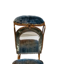 Load image into Gallery viewer, Boîte à bijoux porte-montre en forme de chaise – miroir biseauté et velours bleu, fin XIXe Le Charme des Violettes - Brocante en ligne
