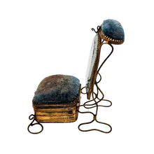 Load image into Gallery viewer, Boîte à bijoux porte-montre en forme de chaise – miroir biseauté et velours bleu, fin XIXe Le Charme des Violettes - Brocante en ligne
