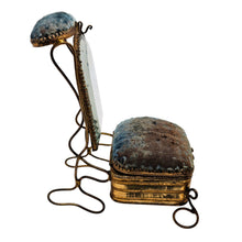 Load image into Gallery viewer, Boîte à bijoux porte-montre en forme de chaise – miroir biseauté et velours bleu, fin XIXe Le Charme des Violettes - Brocante en ligne
