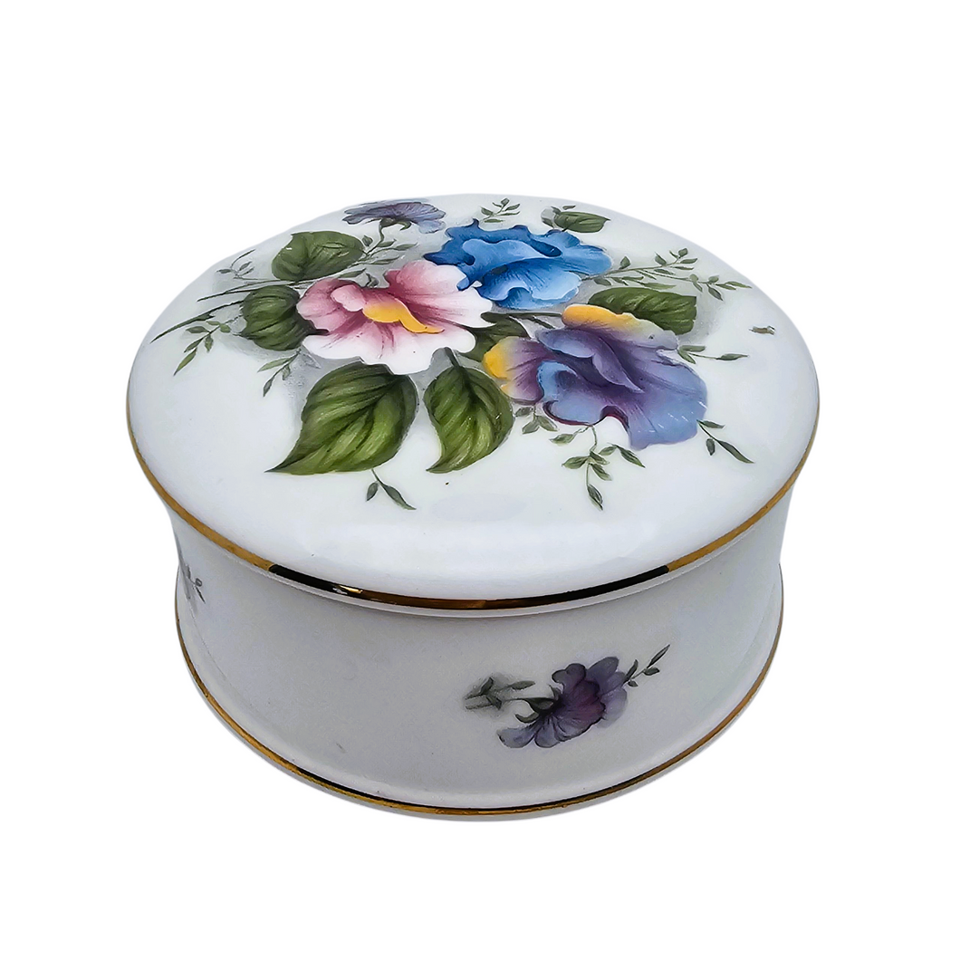 Princess Fine Bone China, Bonbonnière aux pois de senteur en porcelaine anglaise vintage, années 1970-1980