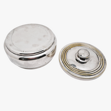 Load image into Gallery viewer, Vintage round candy box in silver metal
