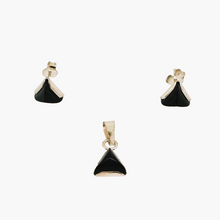 Afbeelding in Gallery-weergave laden, Boucles d&#39;oreilles et pendentif vintage en argent 925 et onyx noir, design scandinave, années 1970
