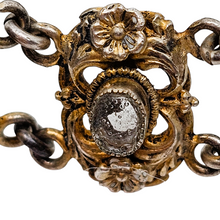 Load image into Gallery viewer, Bracelet en argent doré serti de cabochons en pâte de verre bleu, années 1880-1910
