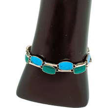 Load image into Gallery viewer, Duo de bracelets vintage en argent, malachites et turquoises

