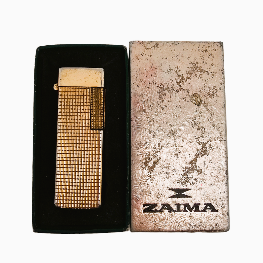 Zaima, Chanty. Briquet à gaz vintage en métal doré, années 1970