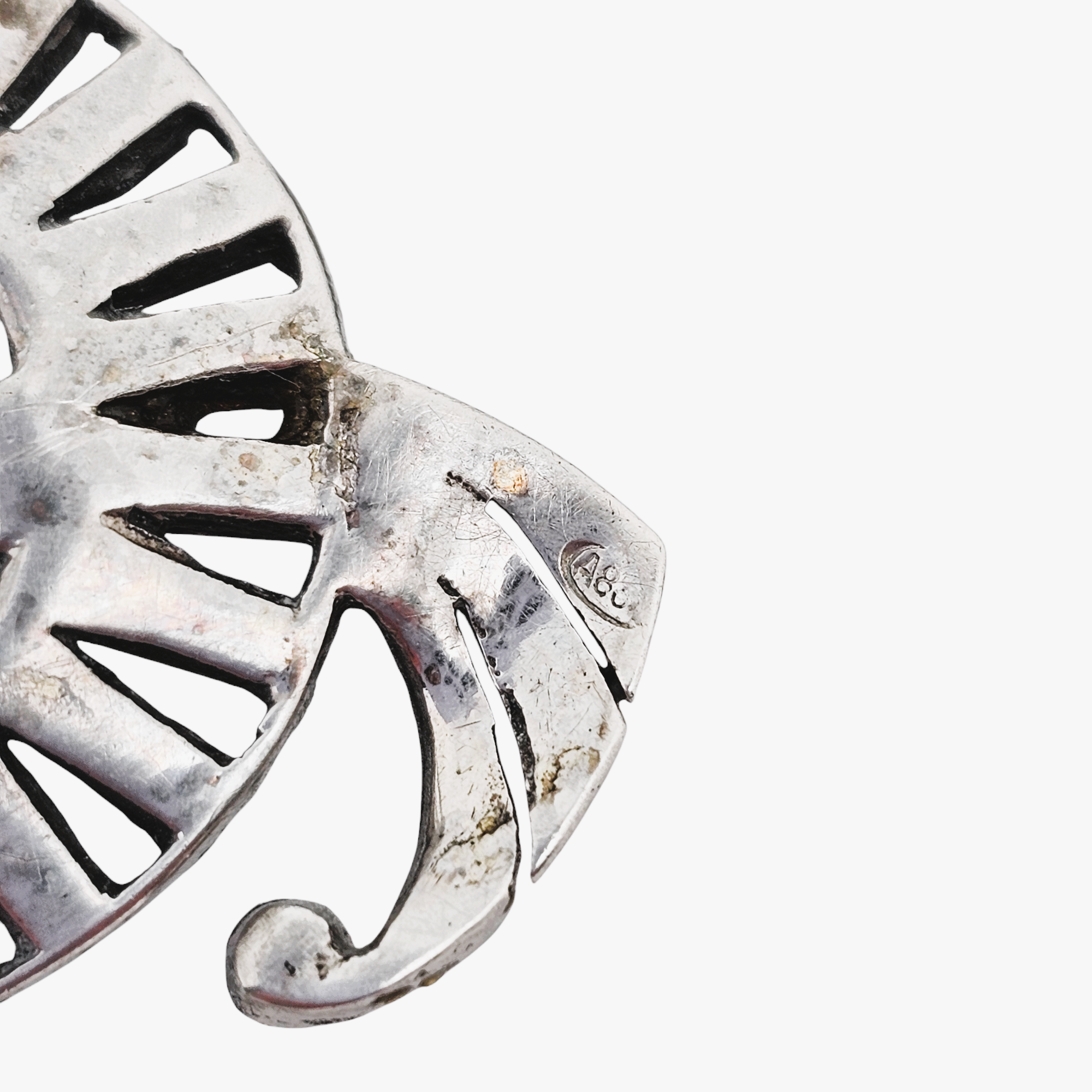 Broche Barrette En Argent Massif Serti Cristal Bleu Nuit - Style Art Déco, Longueur 7,1 Cm, Occasion