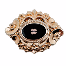 Charger l&#39;image dans la galerie, Broche Biedermeier en plaqué or et onyx noir, XIXè
