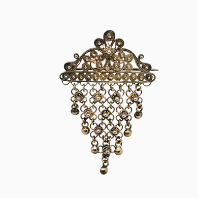 Broche traditionnelle norvégienne Sølje en argent doré, fin XIXe - début XXe siècle Le Charme des Violettes - Brocante en ligne