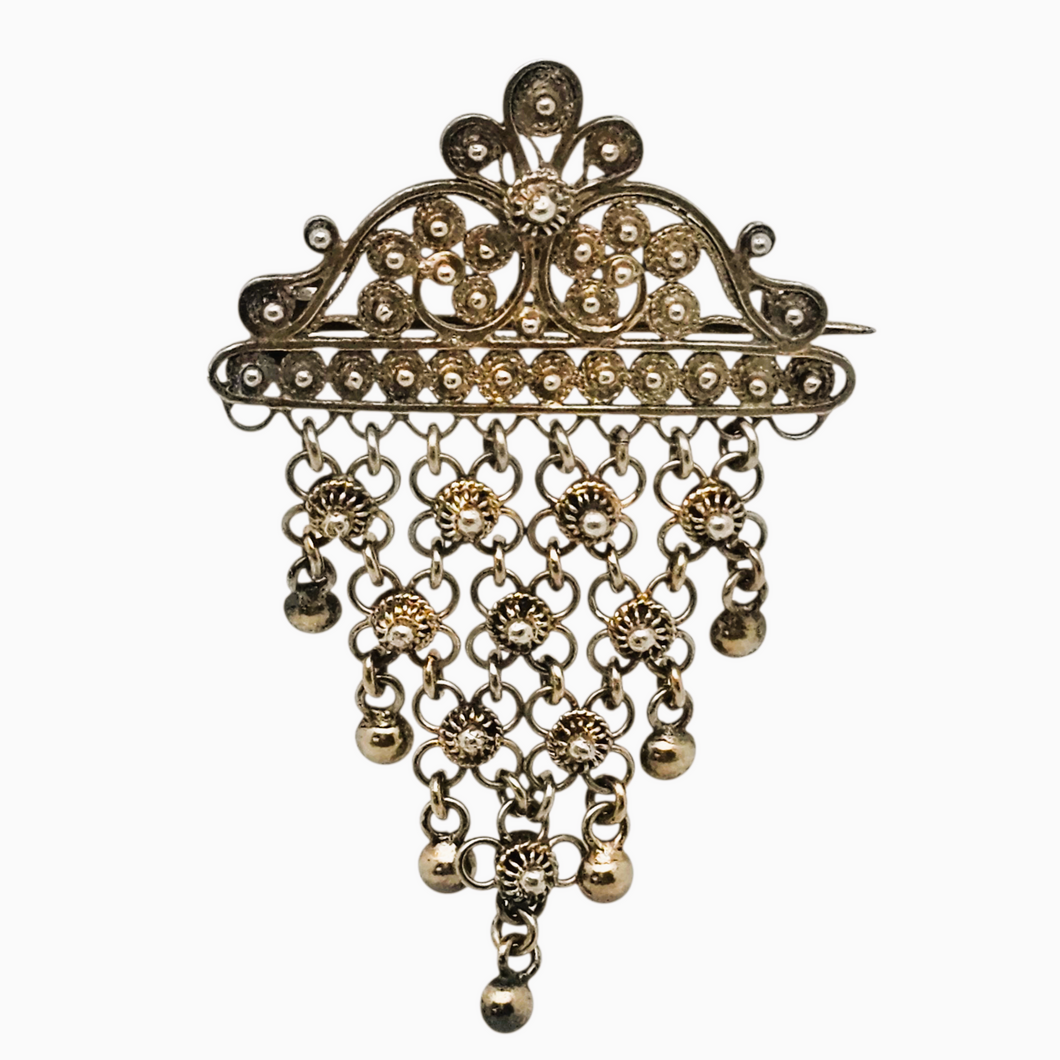 Broche traditionnelle norvégienne Sølje en argent doré, fin XIXe - début XXe siècle Le Charme des Violettes - Brocante en ligne