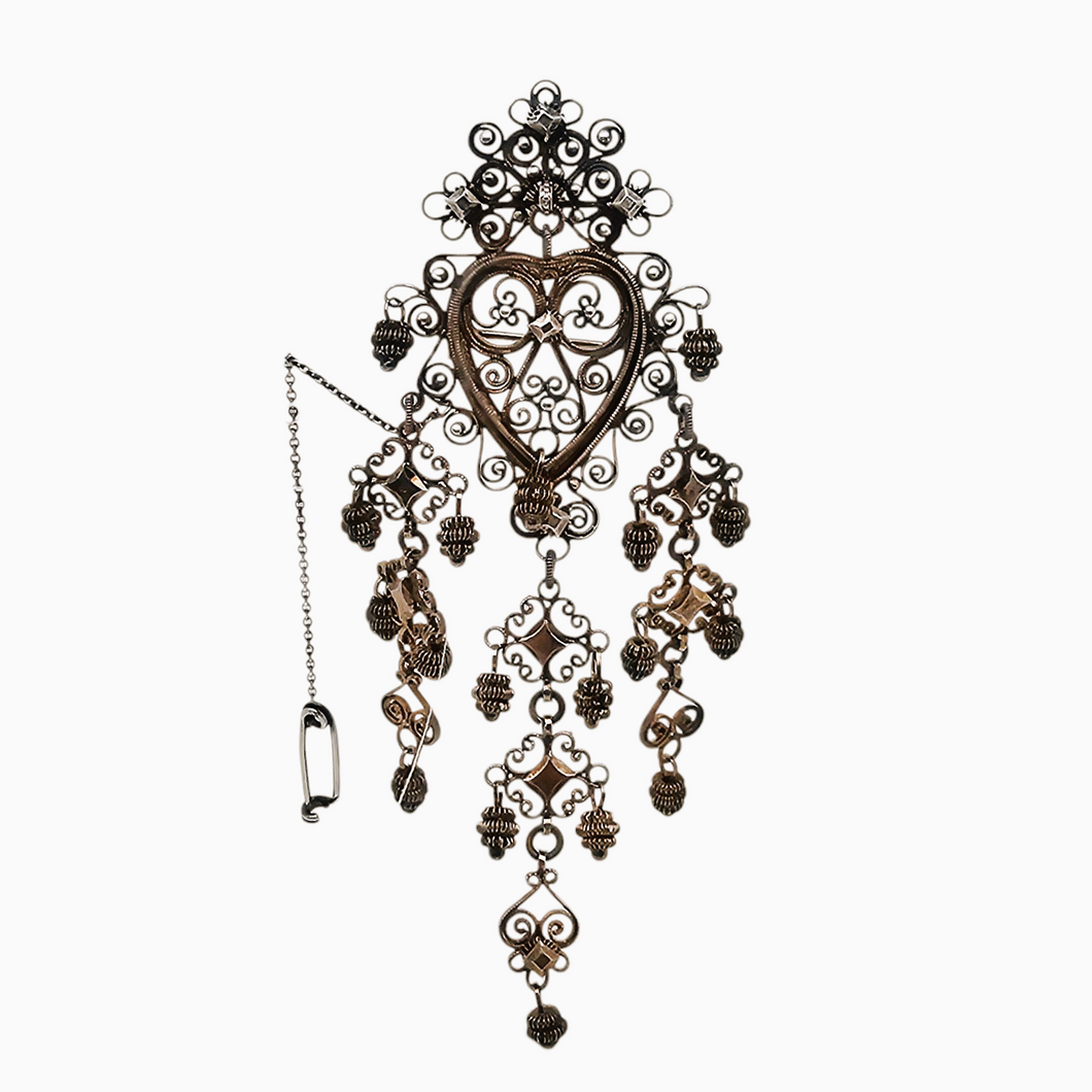 Sølje, grande broche de mariage norvégienne en argent vermeil filigrané d'époque victorienne, années 1850–1900