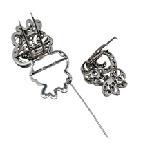 Charger l'image dans la galerie, Broche transformable en argent 950 et strass – époque Art déco, années 1920-1930 Le Charme des Violettes - Brocante en ligne
