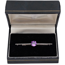 Charger l'image dans la galerie, Broche barrette Art déco en argent et améthyste, années 1915-1925 Le Charme des Violettes - Brocante en ligne
