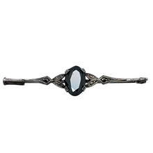 Charger l'image dans la galerie, Broche barrette Art déco en argent, hématite et marcassites, années 1925–1935
