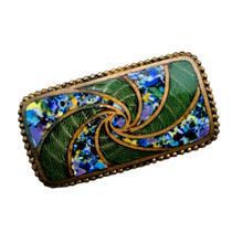 Charger l'image dans la galerie, Broche rectangulaire en émail cloisonné – Art déco, vers 1920–1935 Le Charme des Violettes - Brocante en ligne
