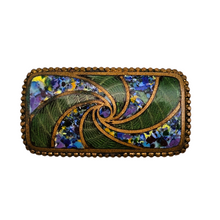 Charger l'image dans la galerie, Broche rectangulaire en émail cloisonné – Art déco, vers 1920–1935 Le Charme des Violettes - Brocante en ligne
