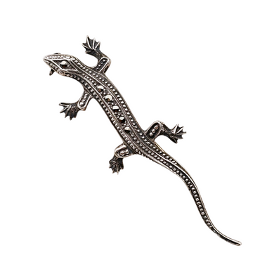Broche Art déco en forme de lézard en argent 835 sertie de marcassites, années 1930 Le Charme des Violettes - Brocante en ligne