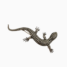Load image into Gallery viewer, Old lizard brooch in 935 silver, set with marcasites
