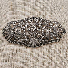 Load image into Gallery viewer, Broche Art déco en argent 835 sertie de marcassites, années 1930 Le Charme des Violettes - Brocante en ligne
