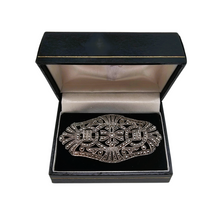 Load image into Gallery viewer, Broche Art déco en argent 835 sertie de marcassites, années 1930 Le Charme des Violettes - Brocante en ligne
